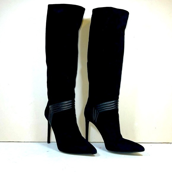 SAINT LAURENT HIGH HEEL BOOTS IN BLACK SUEDE - Picture 3 of 11